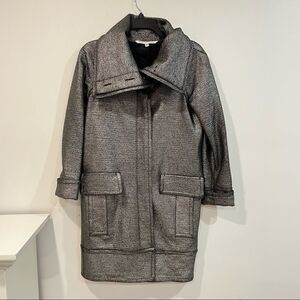 Diane von Furstenberg Silver Glitter Peacoat Front pockets Wool